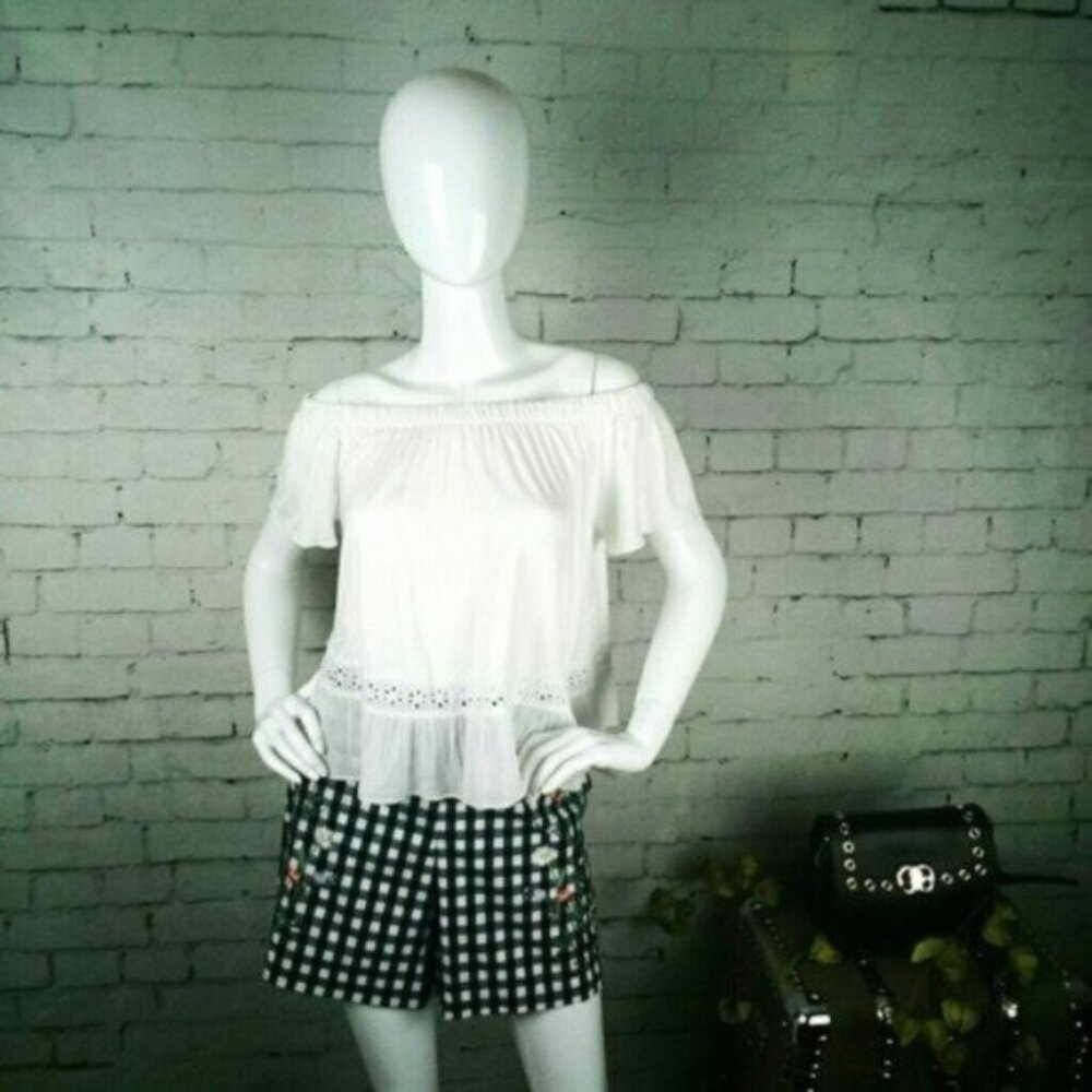 Cha Cha Vente Boho Off The Shoulder Cropped Top White Size Small